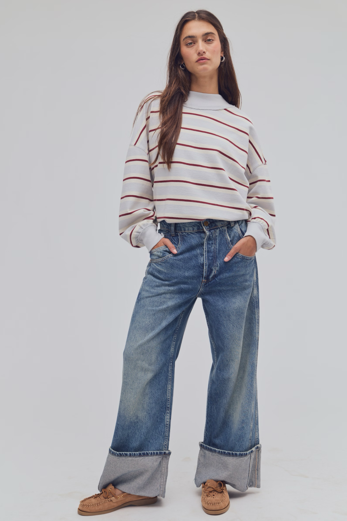 Palm Springs Washed Blue Striped Pullover