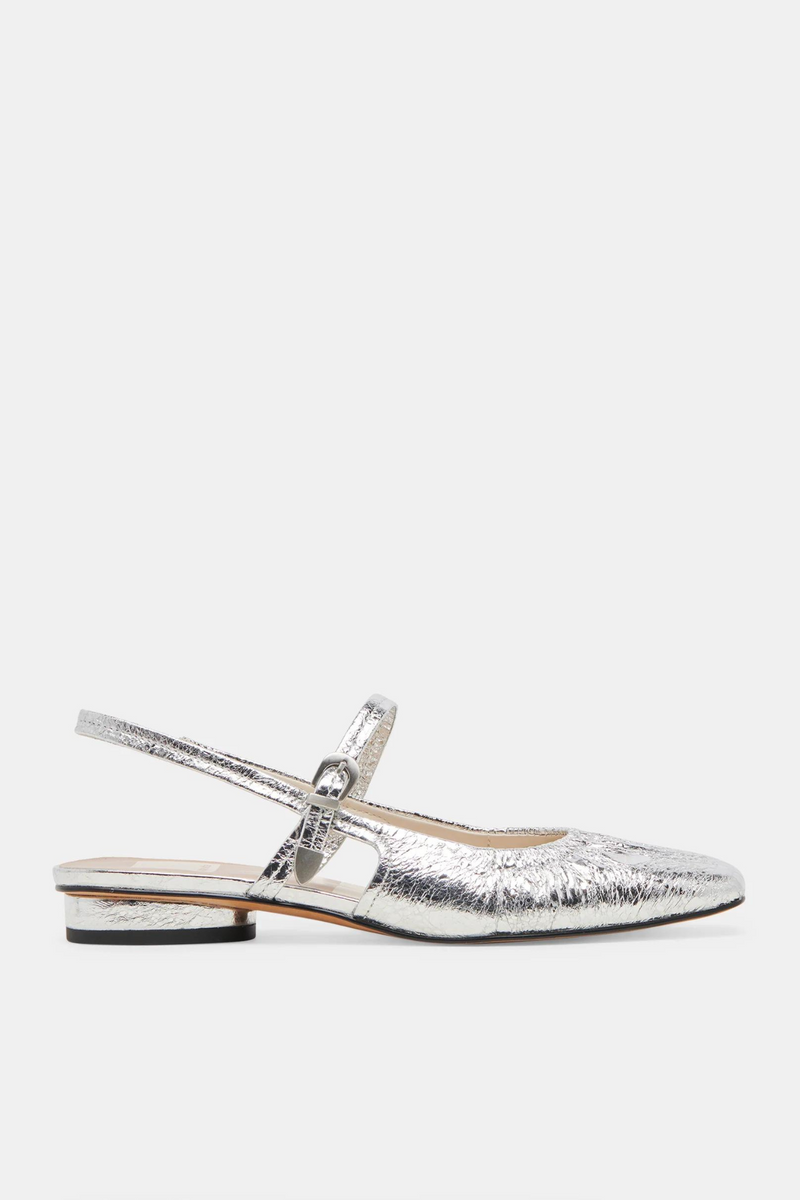 Rianne Silver Distressed Leather Flat