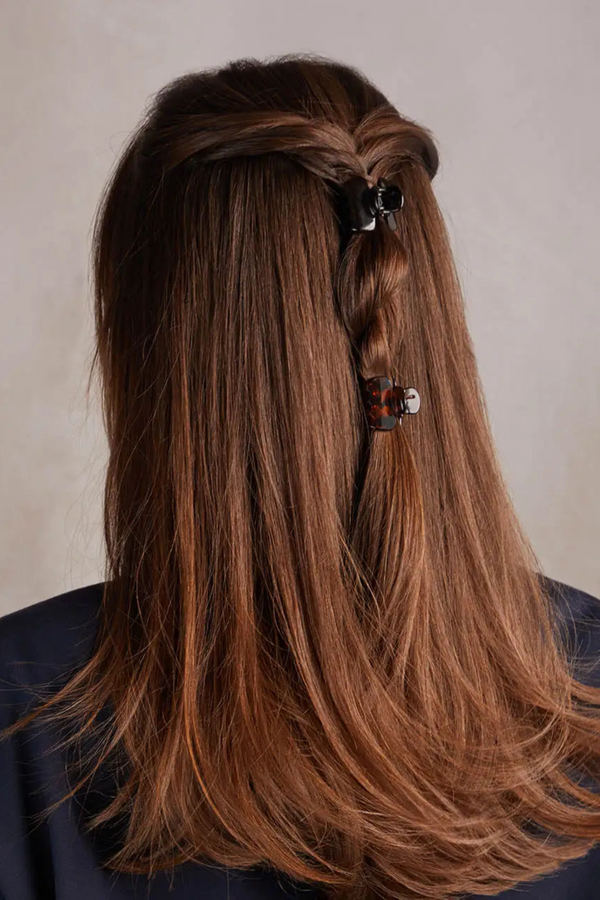 Black + Tort Mini Puffy Claw Clip
