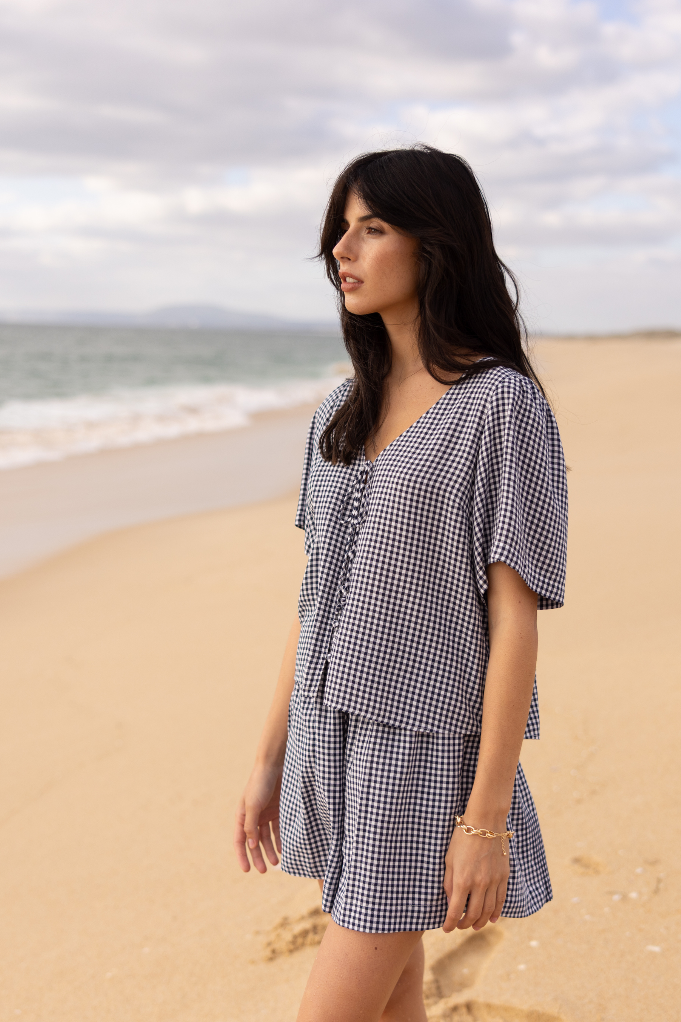 Quinn Navy Gingham Short