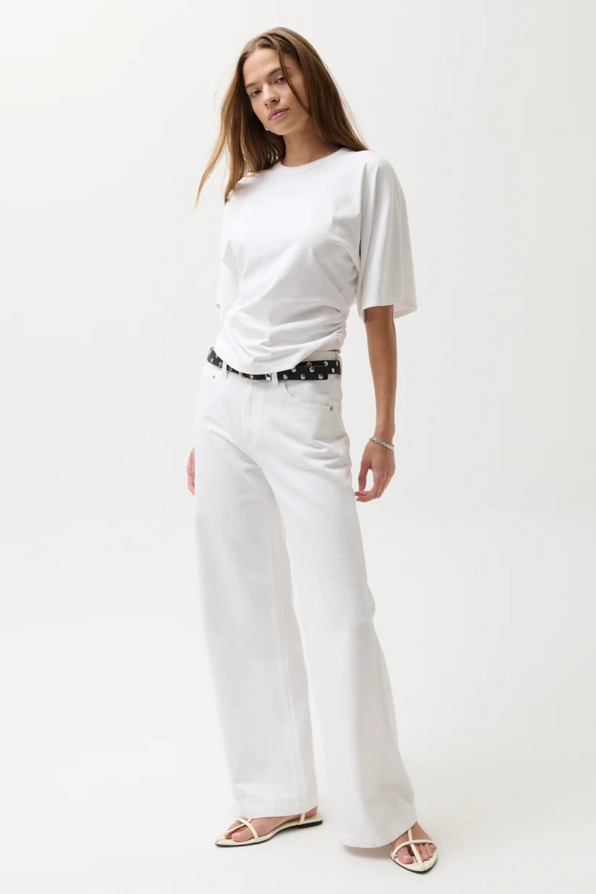 Jadyn Vivid White Low Slung Palazzo