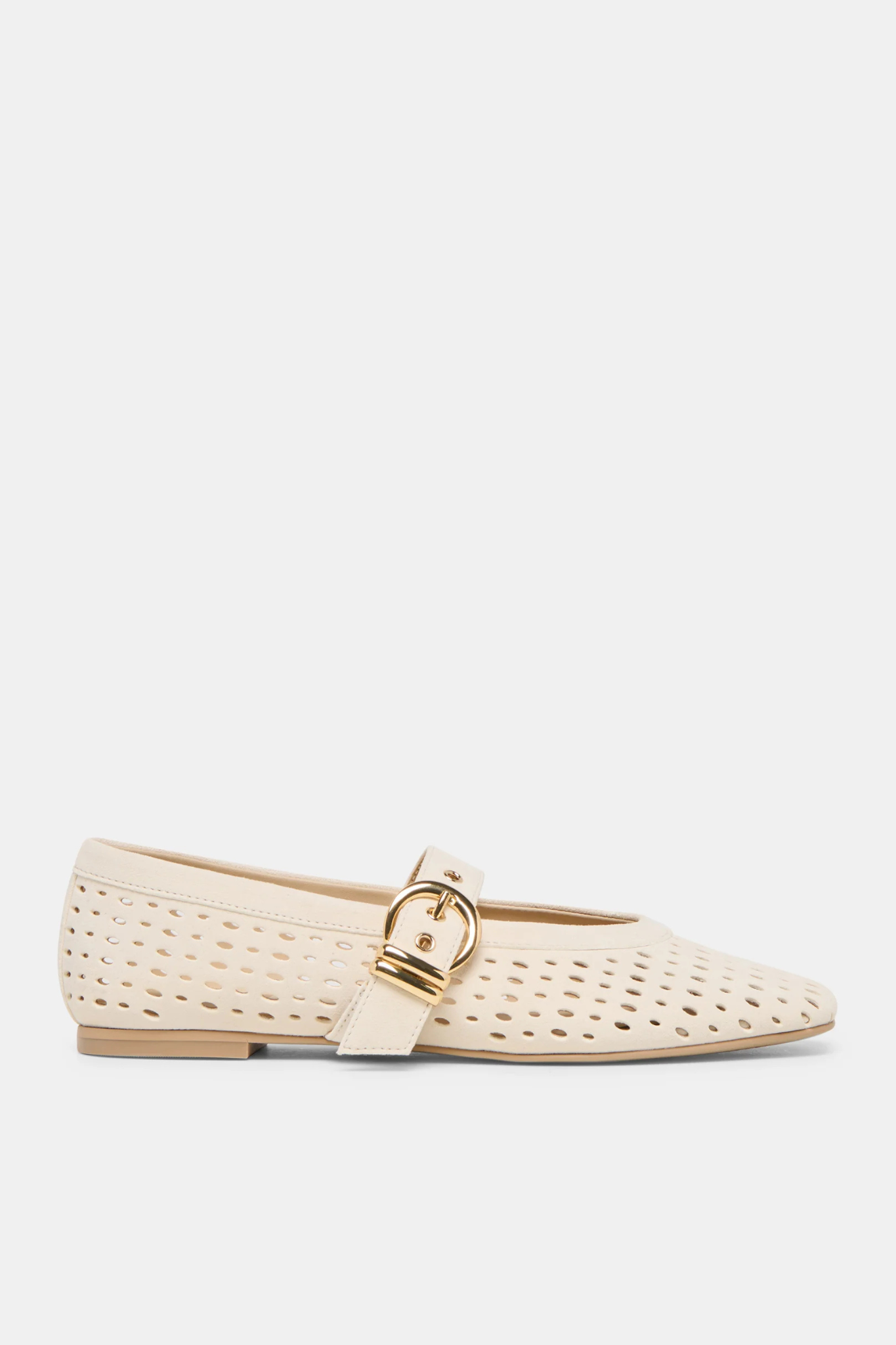 Mikel Creme Perforated Suede Ballet Flat