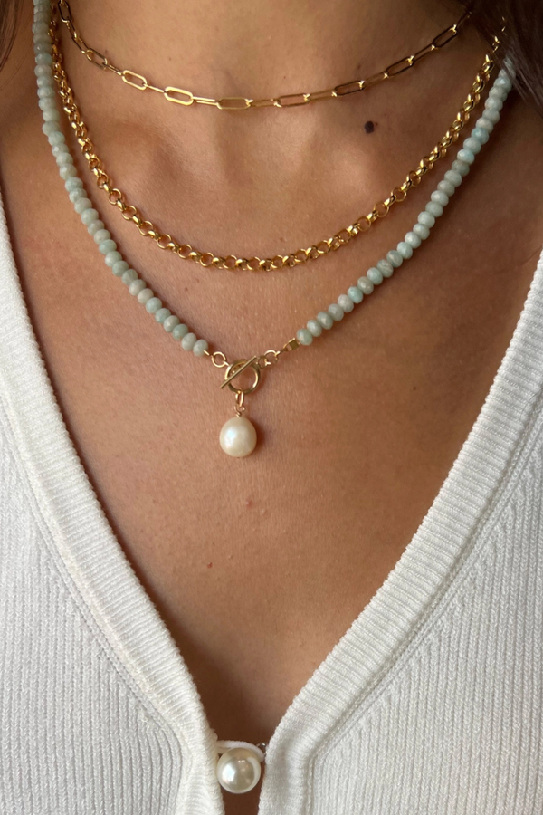 Salty Amazonite Pearl Toggle Necklace