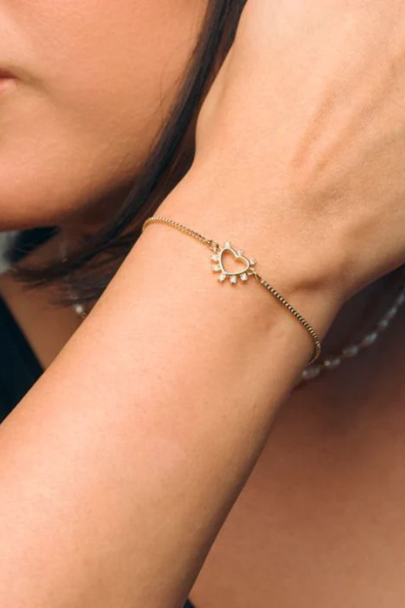 Elizabeth Crystal Heart Slider Bracelet