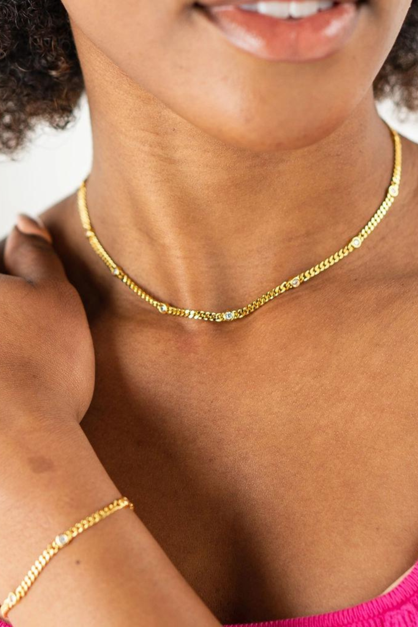 18K Gold CZ Dainty Choker