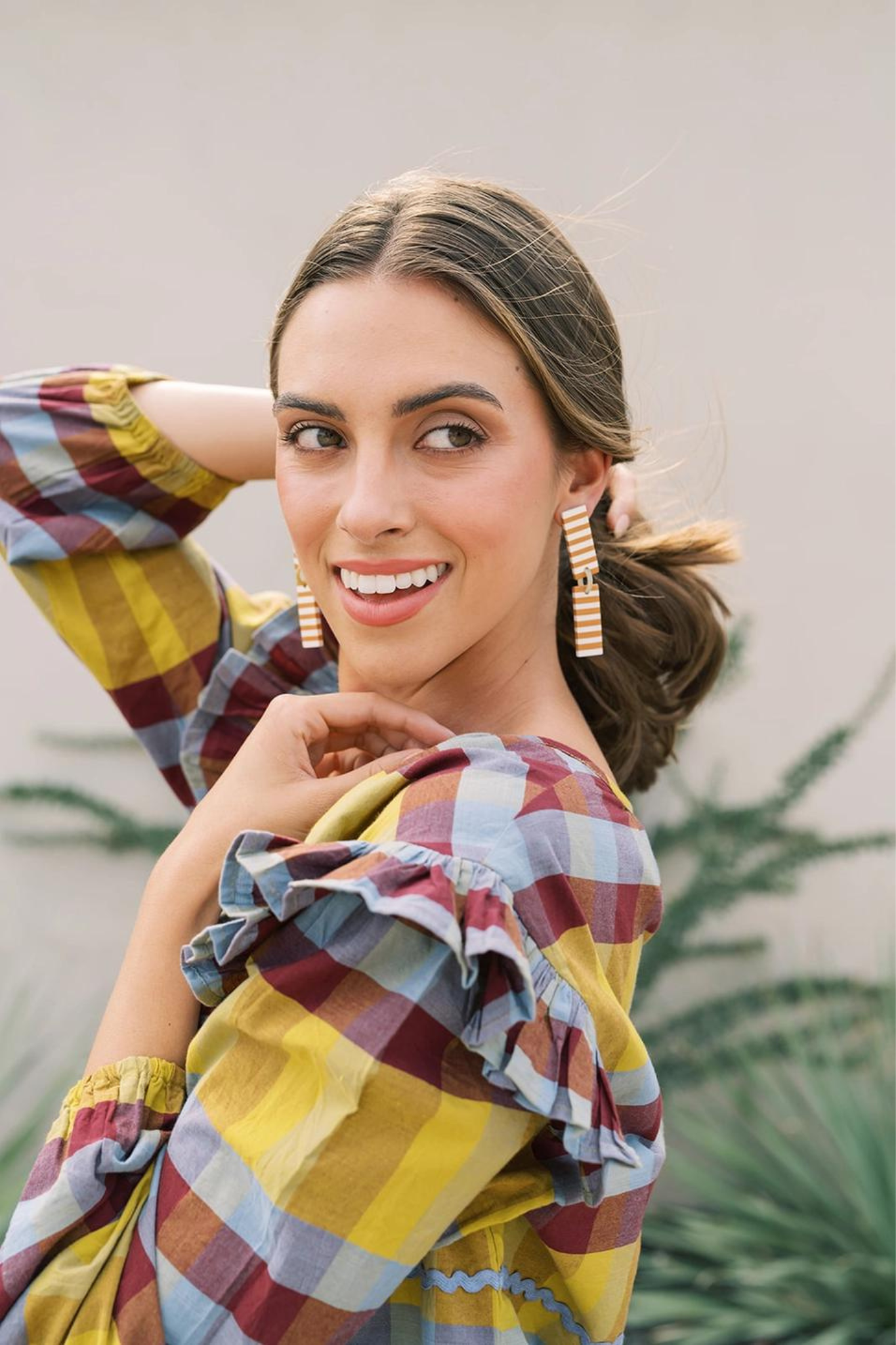 Isabelle Tan Striped Earrings