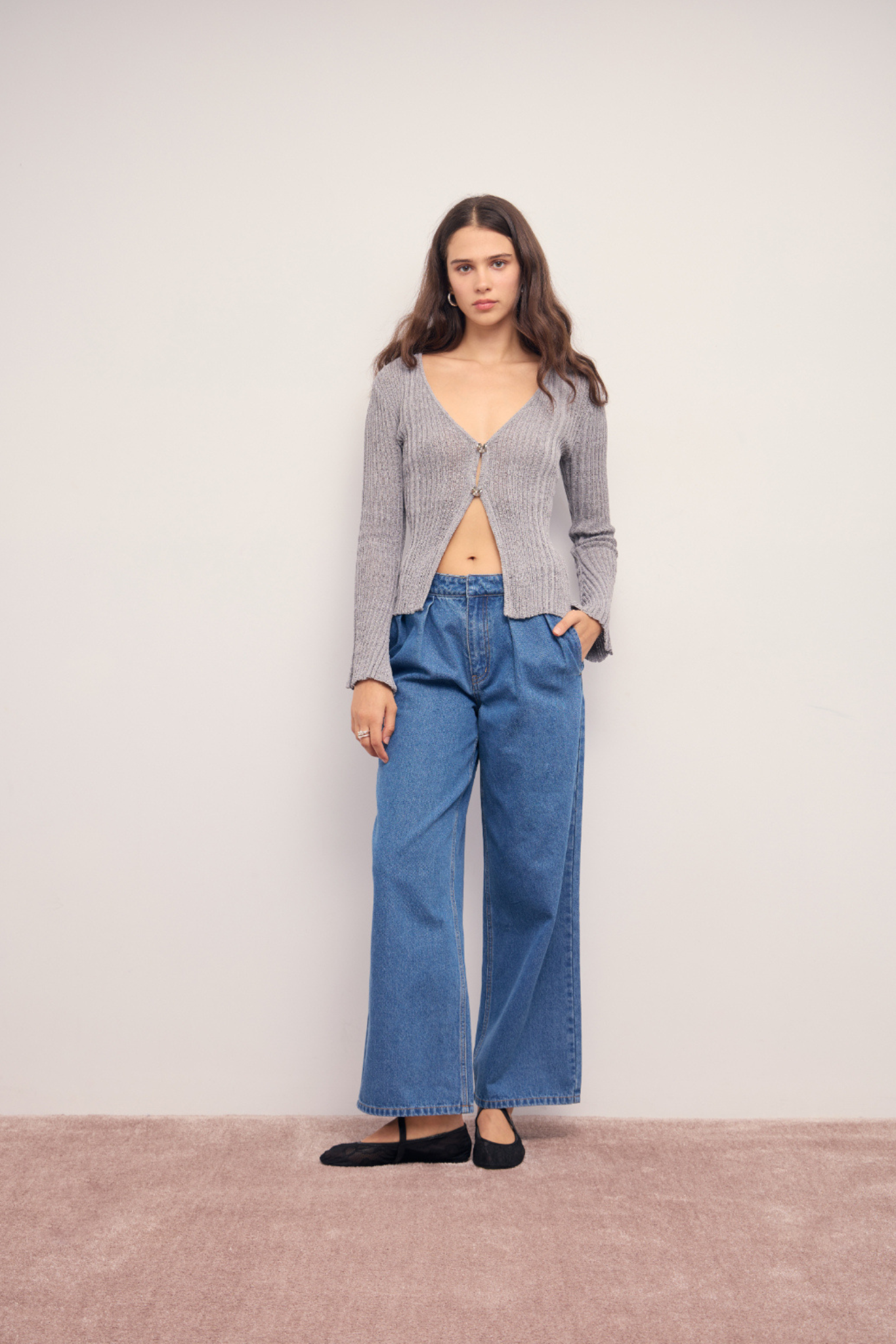 Marit Grey Marle Knit Top