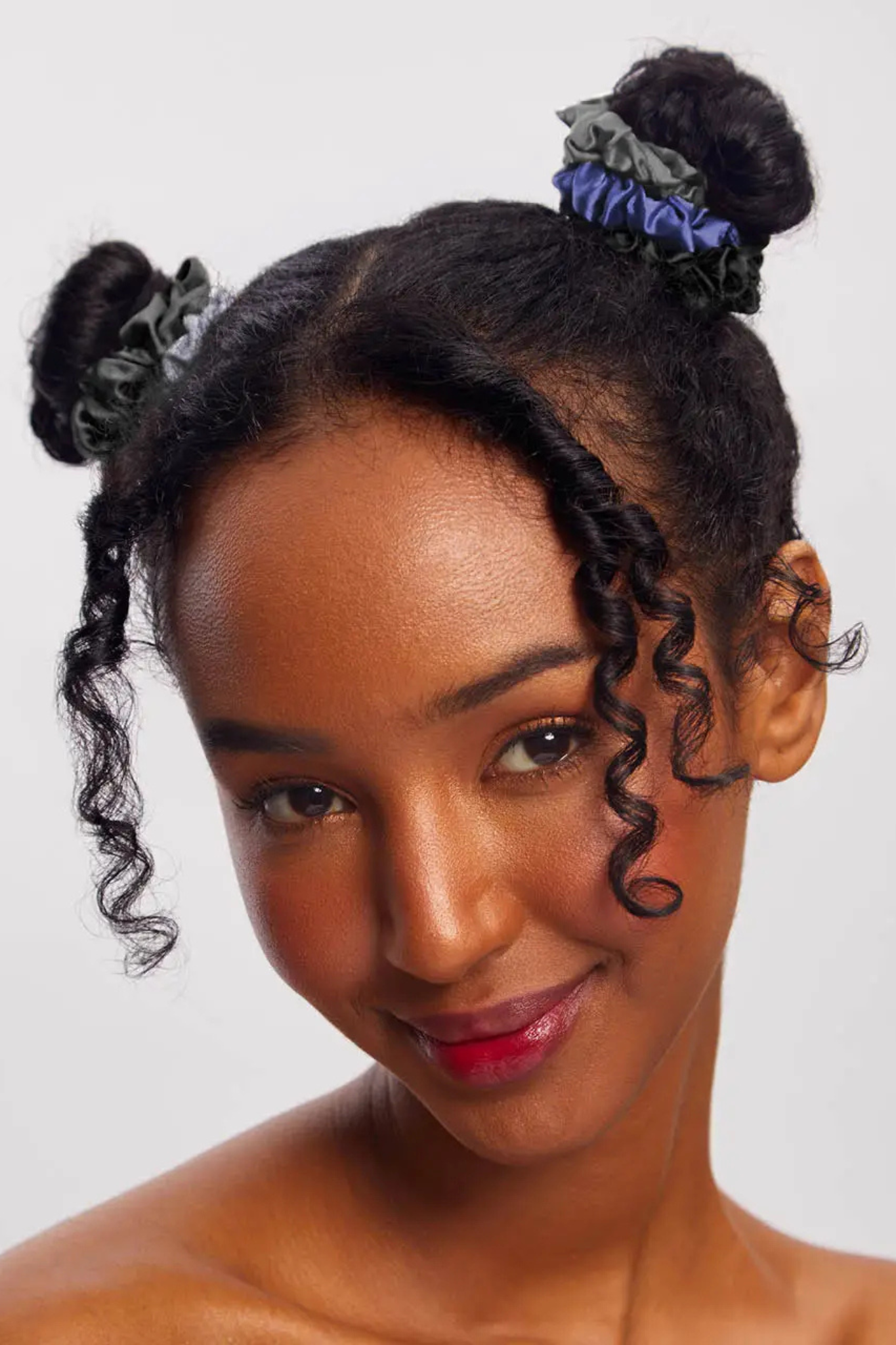 Midnight Petite Satin Scrunchies