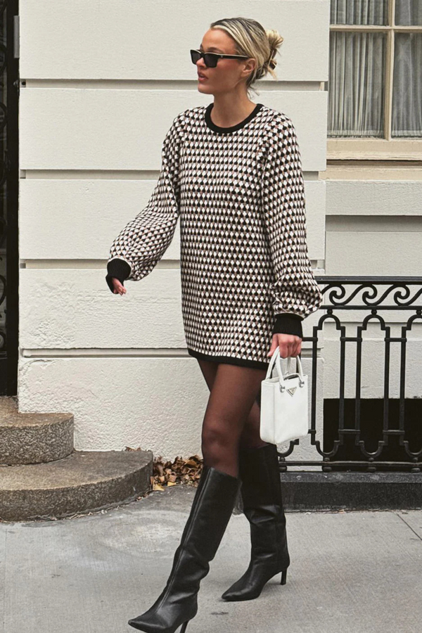 Marion Geo Knit Sweater Dress