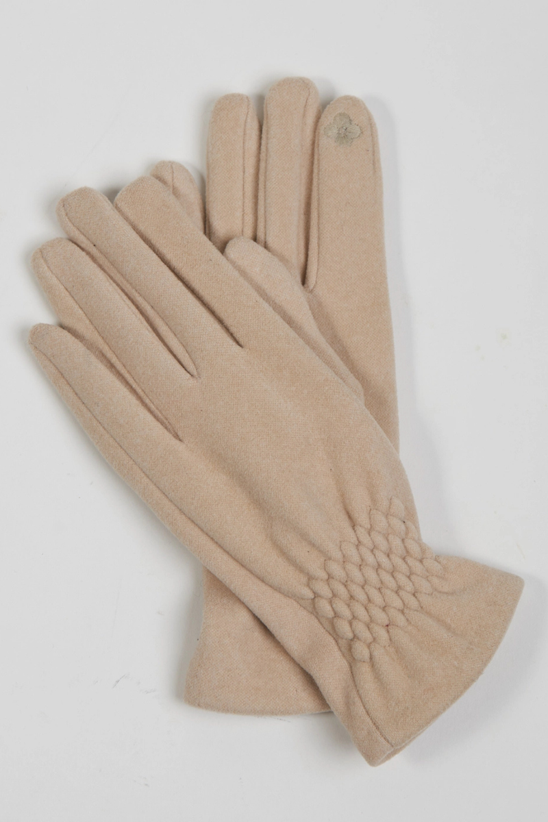 Cream Fishtail Faux Suede Gloves