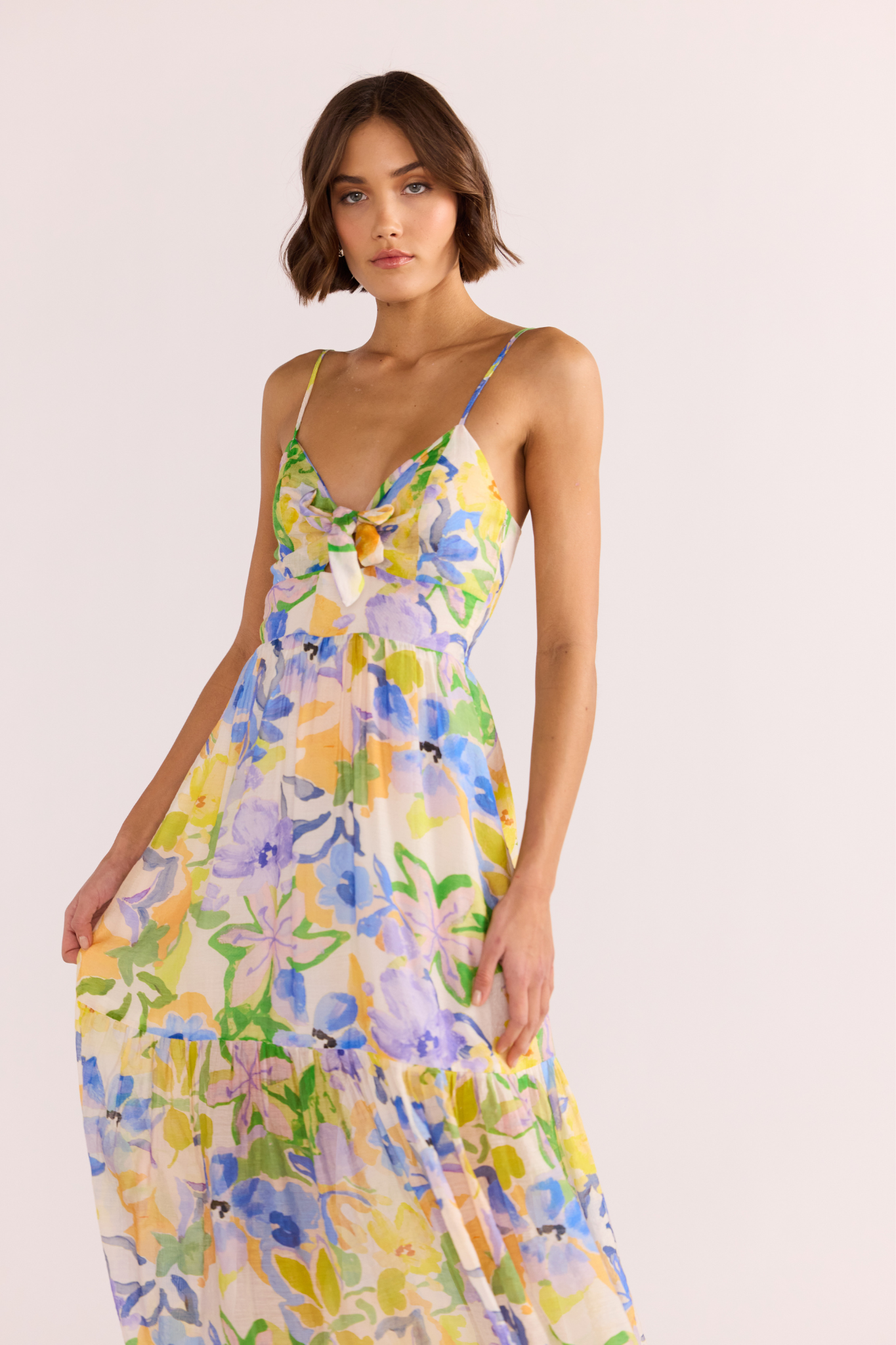 Fable Painterly Floral Midi Dress