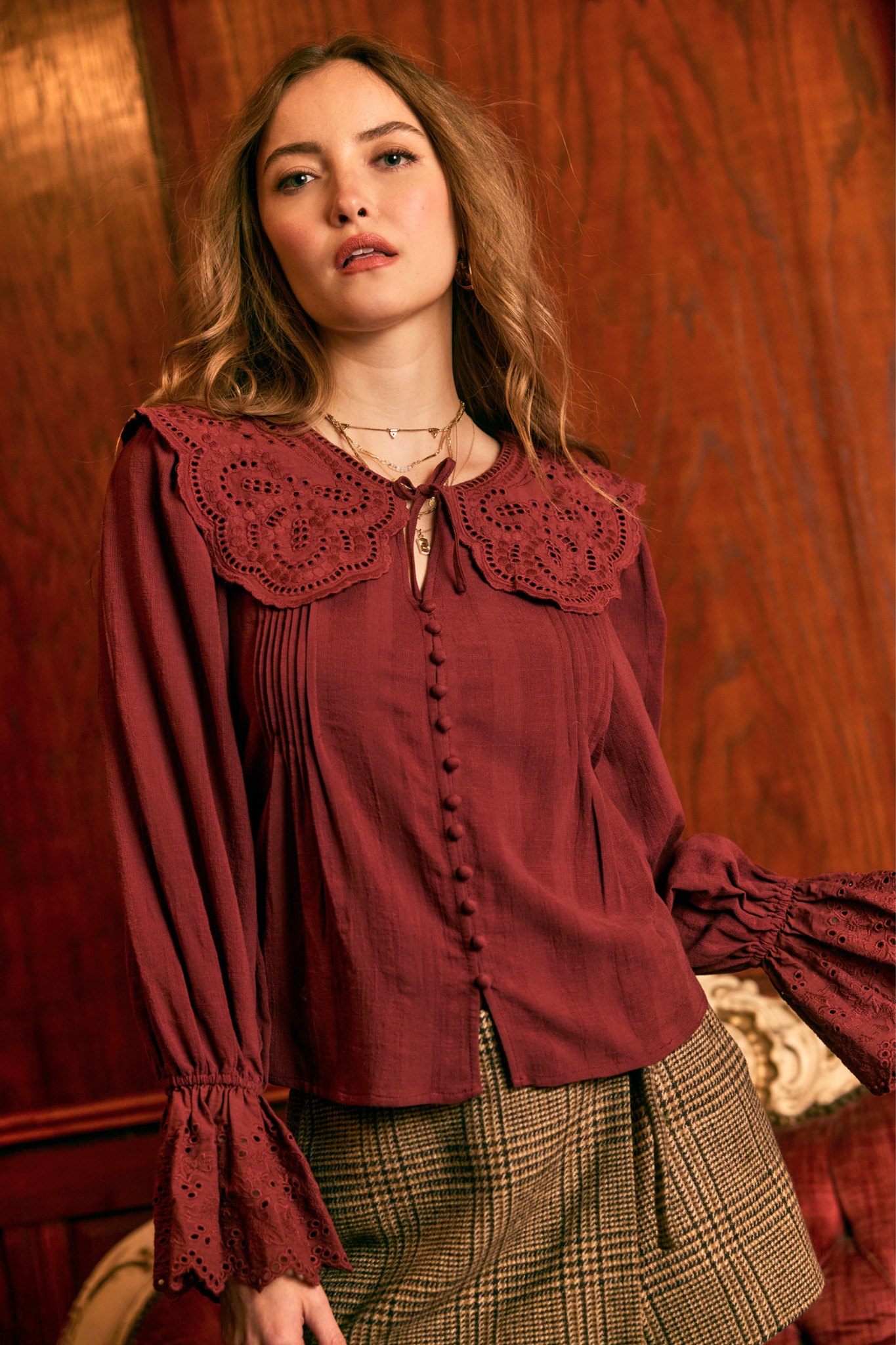 Dolly Merlot Blouse