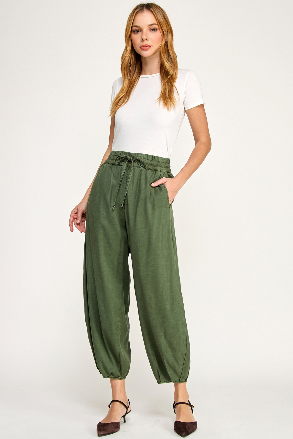 Ellie Avocado Mini Balloon Pant
