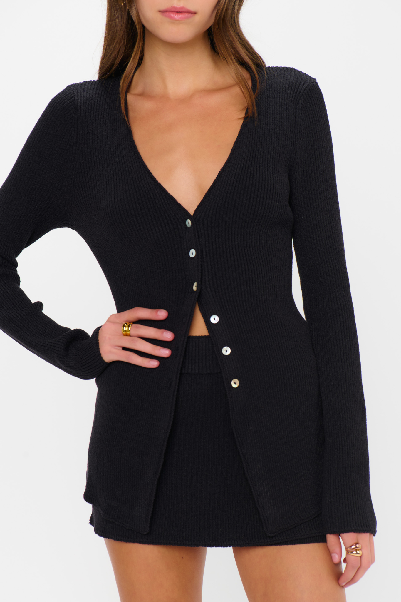 Josie Black Rib Knit Skort