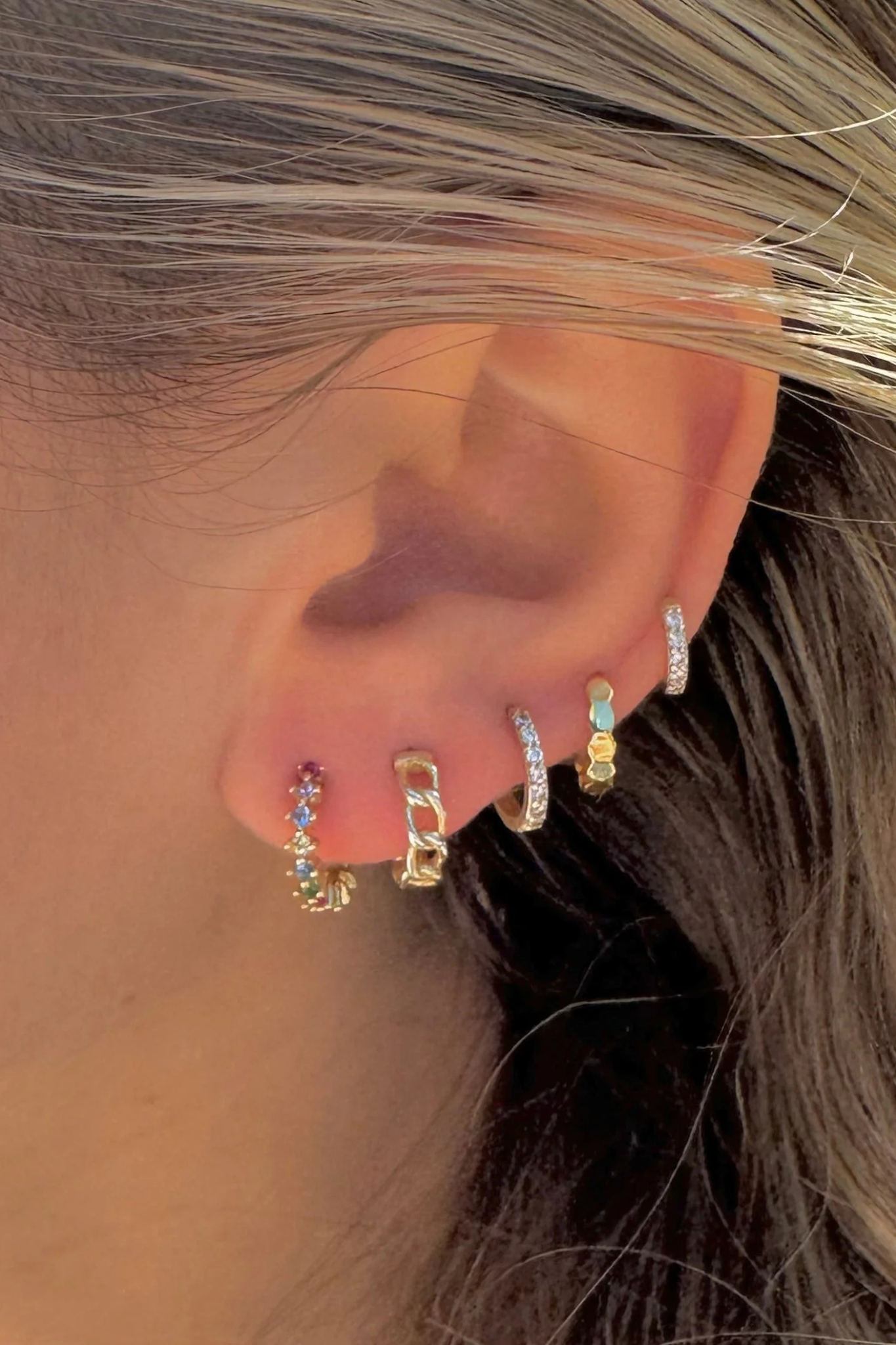 Josie Gold Rainbow Hoops