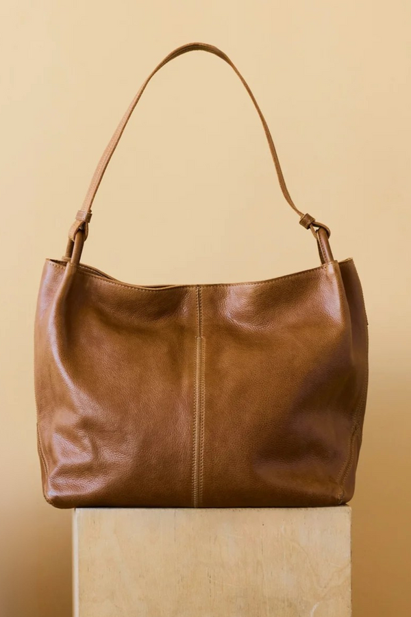 Lyons Cognac Leather Shoulder Bag