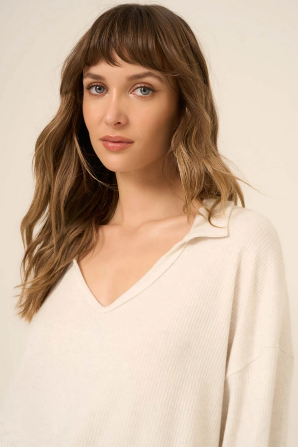 Zoey Oatmeal Brushed Rib Top