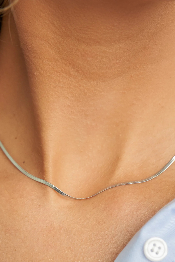 Silver Micro Herringbone Necklace