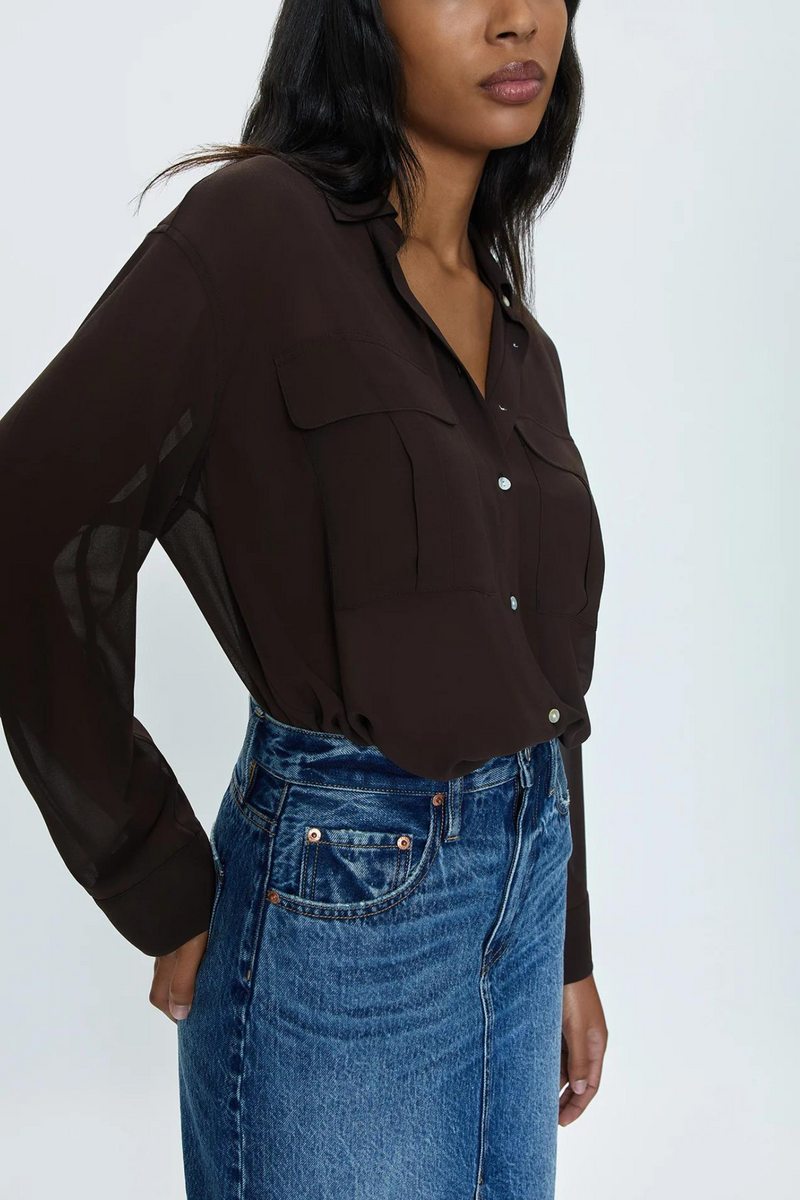 Reese Dark Roast Sheer Blouse