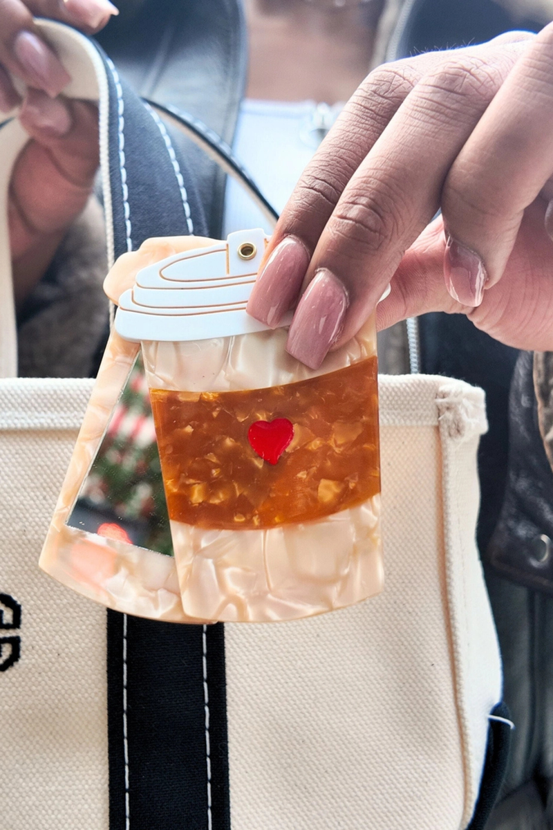 Heart Coffee Cup Compact Mirror