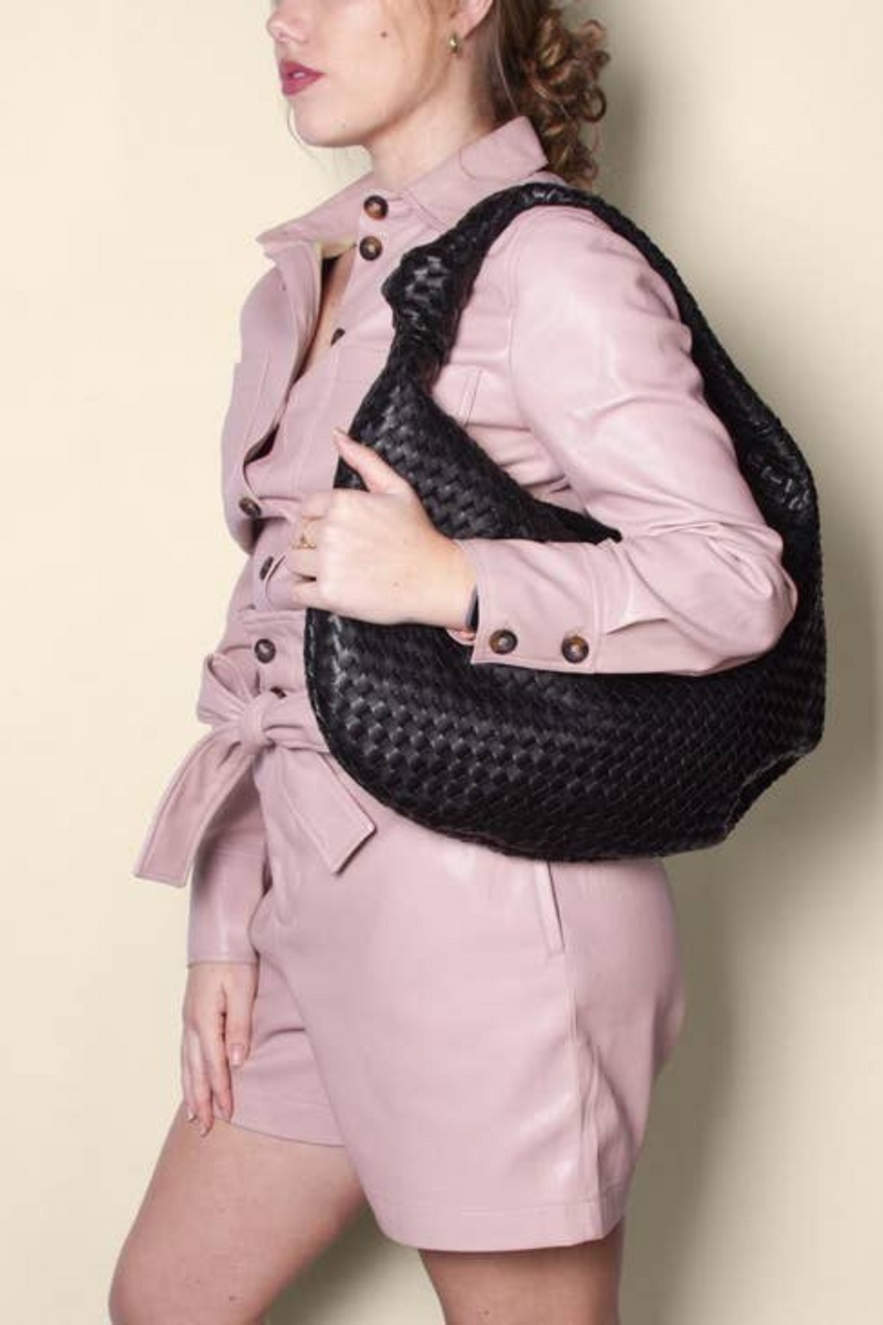 Brigitte Black Hobo Shoulder Bag