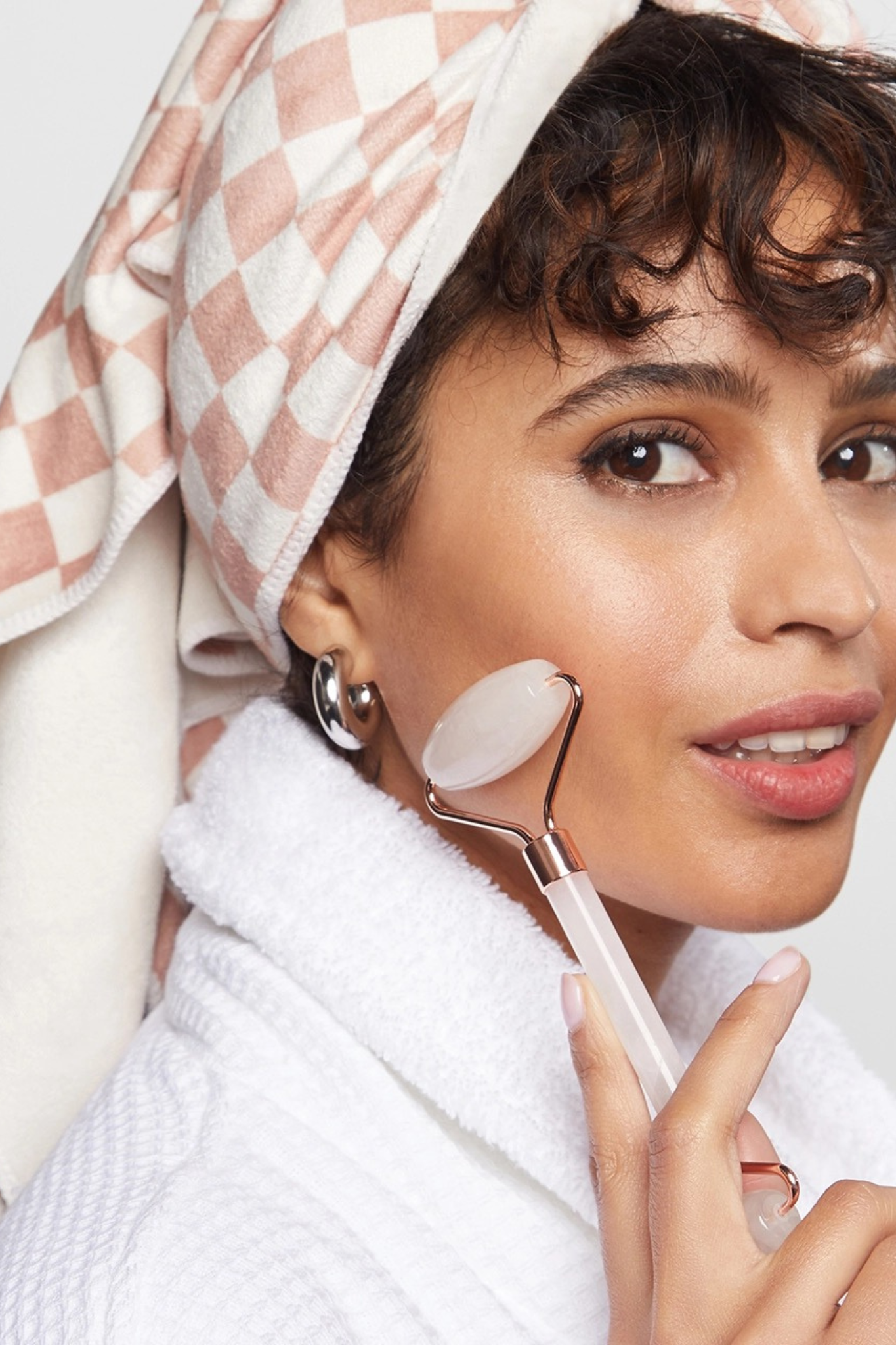 Terracotta Checker Hair Towel Wrap