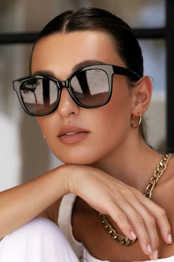 Amber Black Acetate Cat Eye Sunglasses