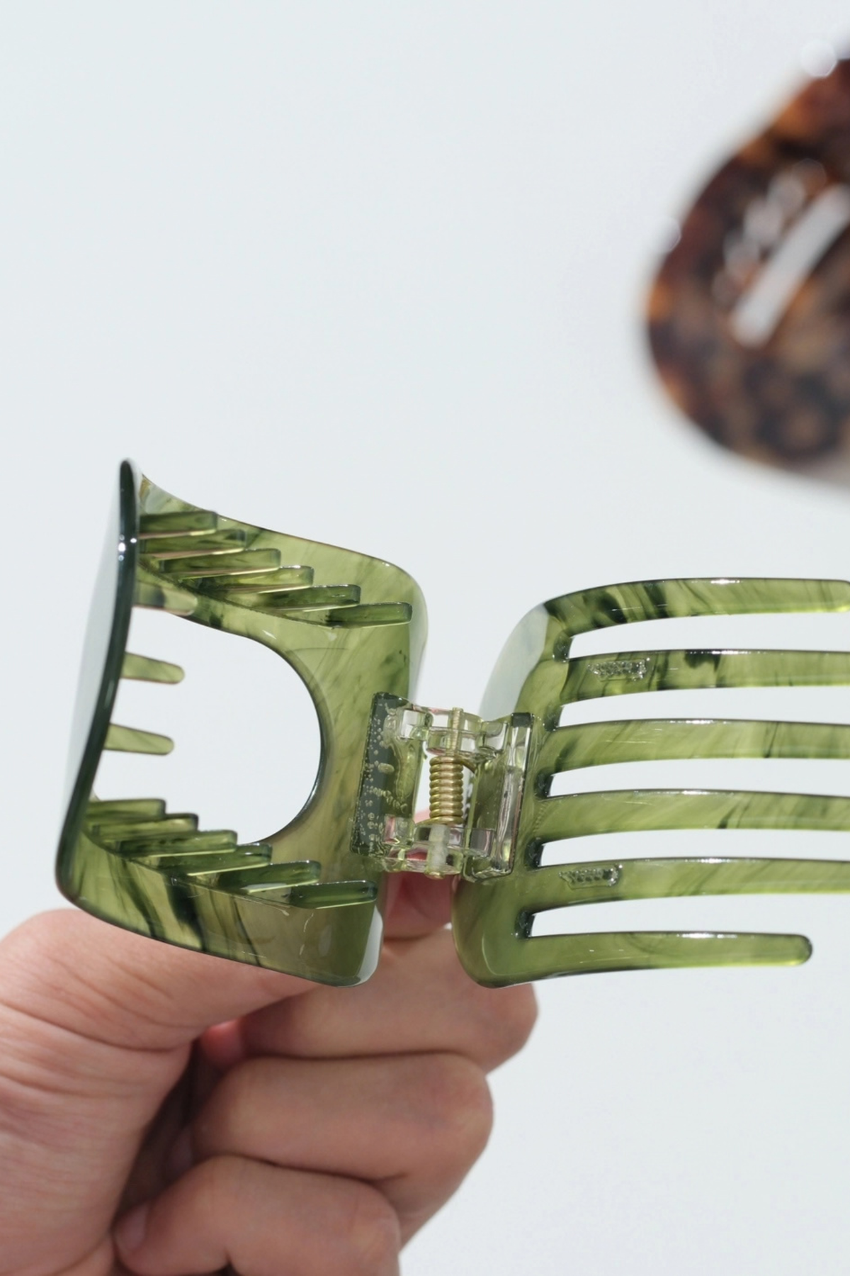 Olive Oval Flat Lay Claw Clip