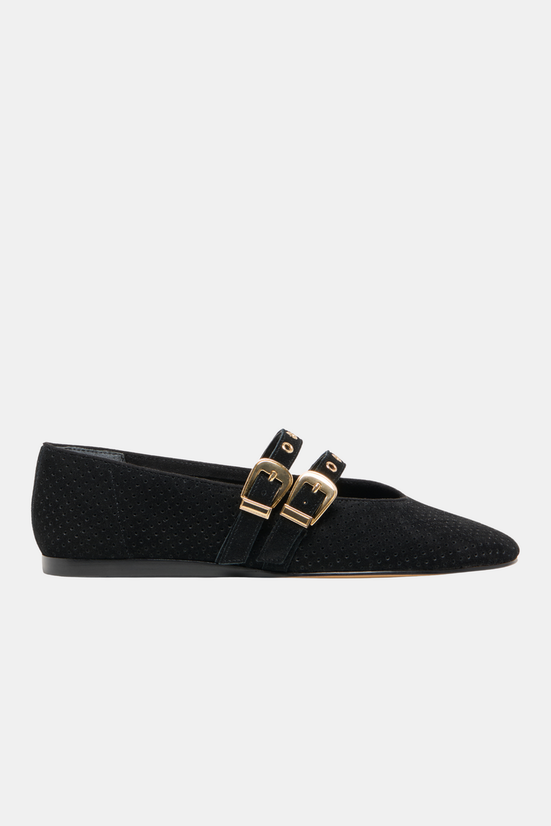 Baylee Onyx Suede Grommet Flat