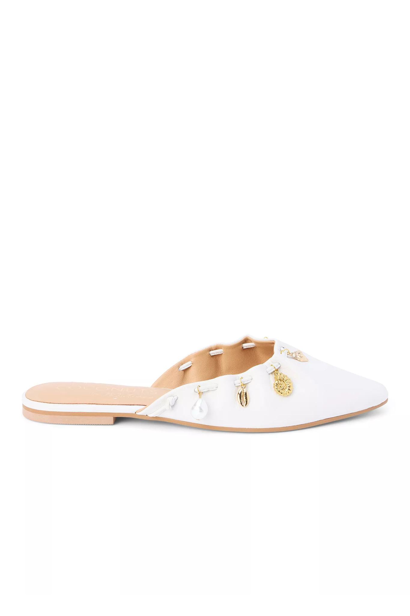 Monette White Leather Mule