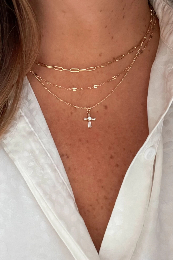 Petite CZ Cross Pendant Necklace