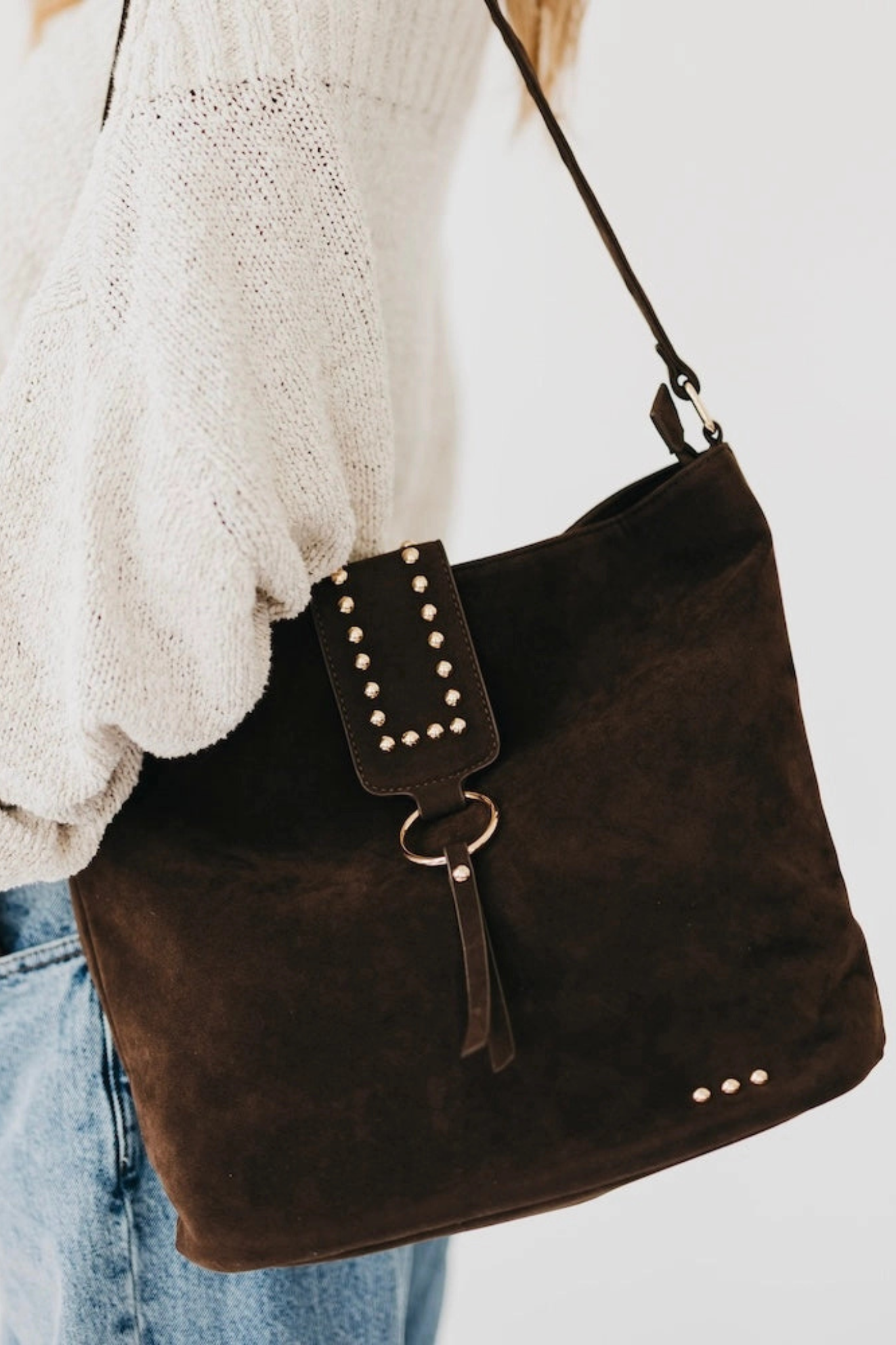 Rosemary Chocolate Suede Bucket Bag