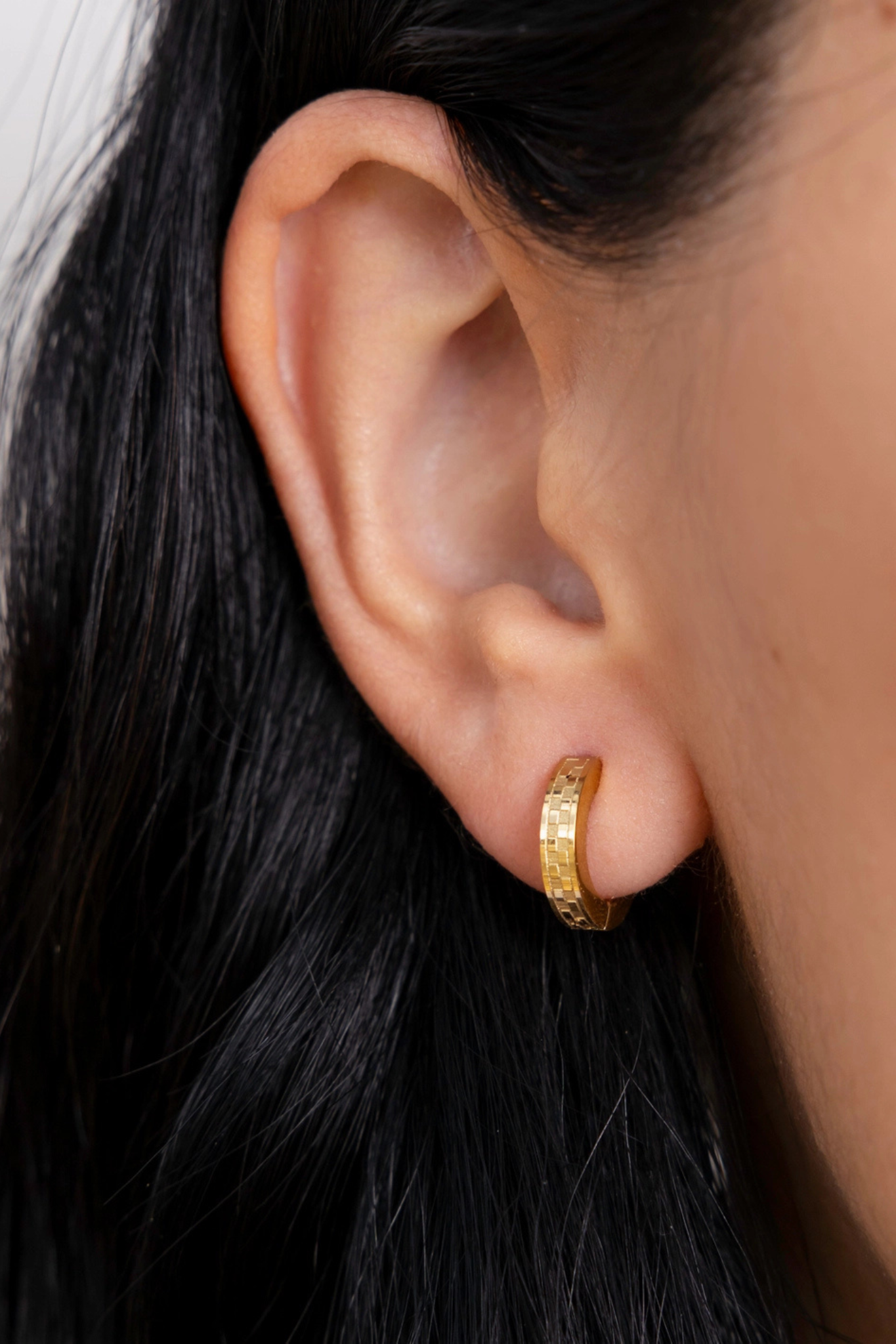 Chess Gold Huggie Earrings