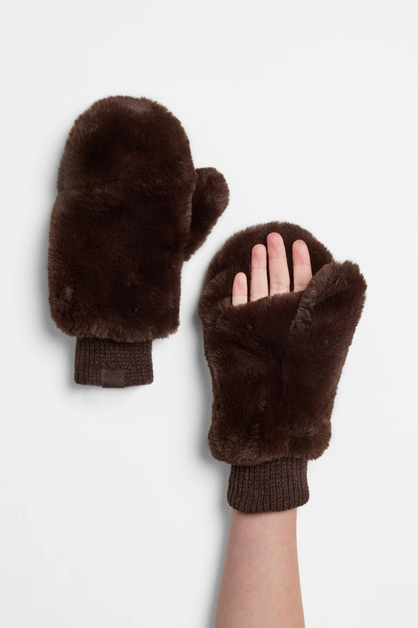 Chocolate Faux Fur Mittens