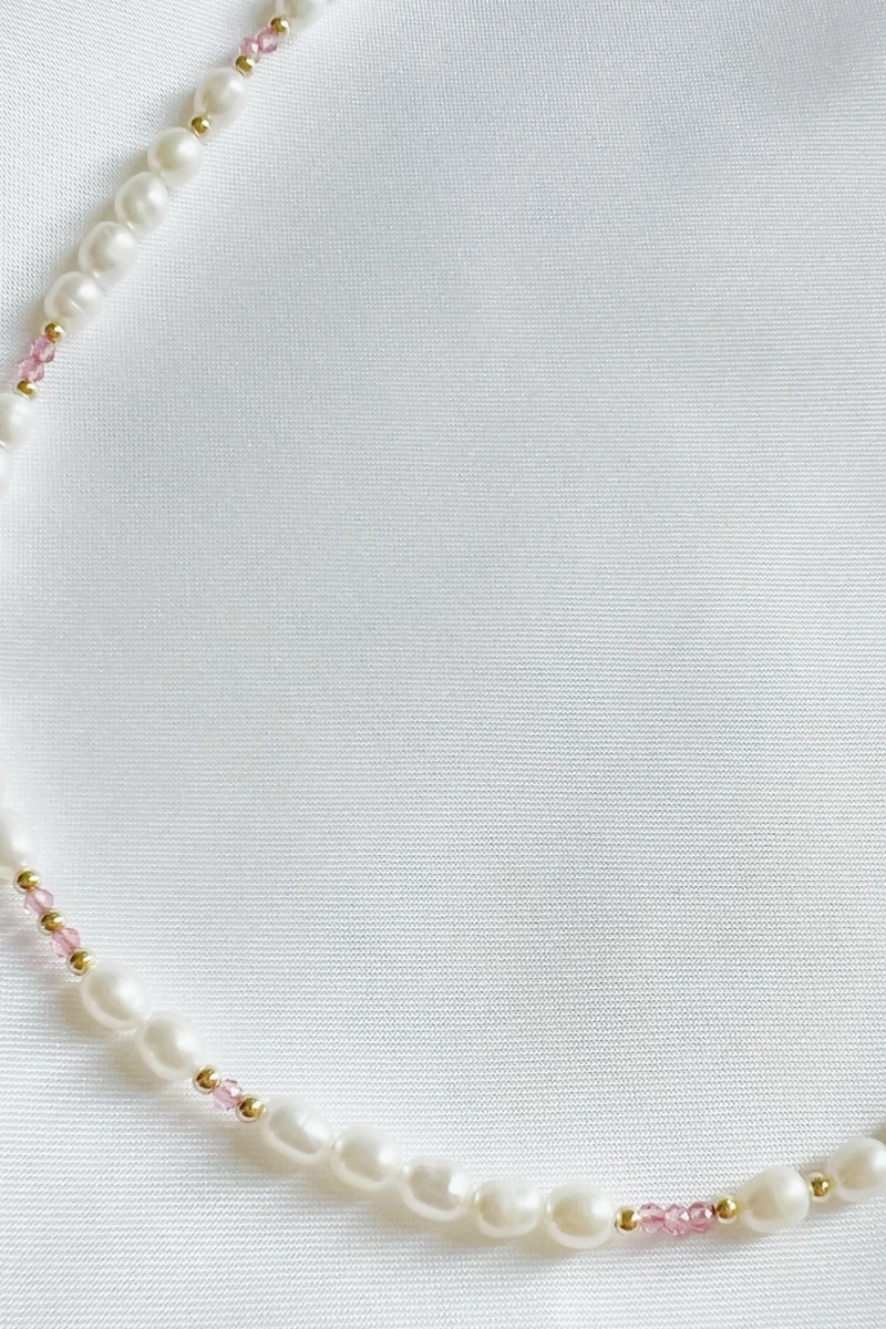 Pink Skies Freshwater Pearl Beaded Necklace