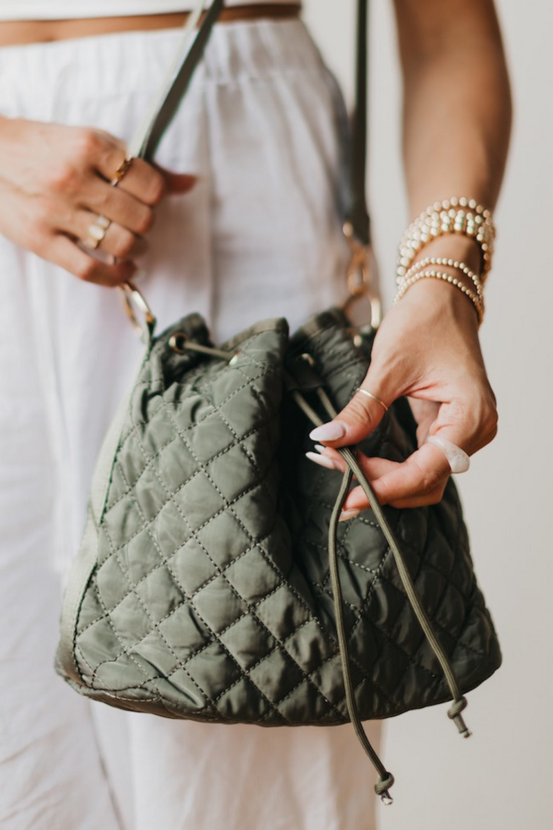 Quincey Olive Quilted Crossbody