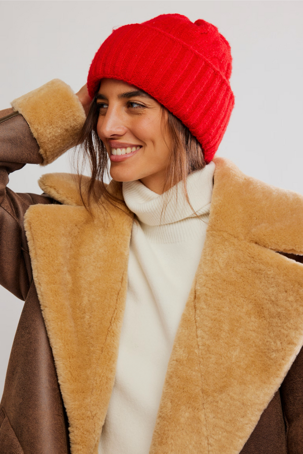 Coast Line Bright Red Beanie