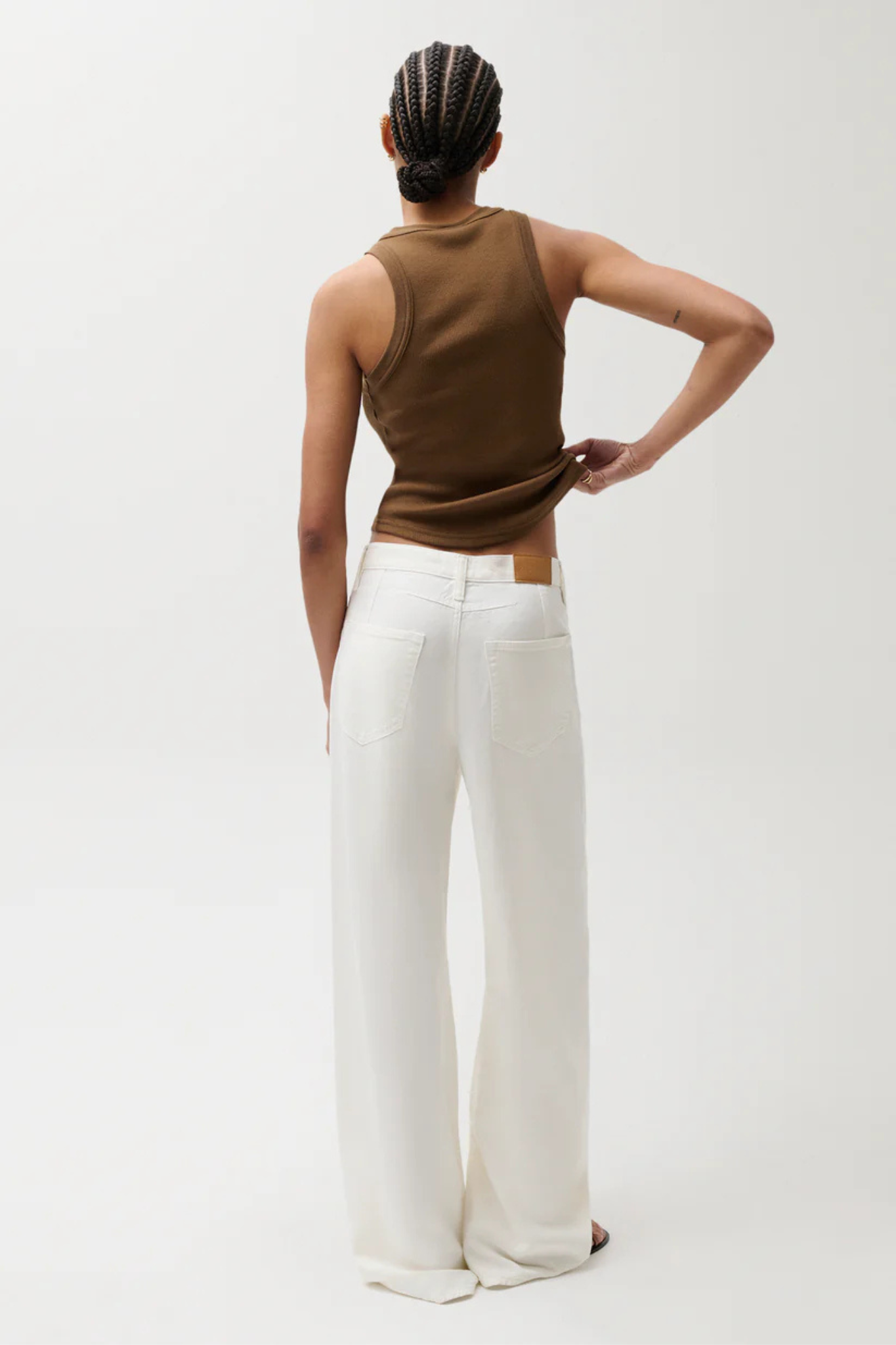 Sydney Egret High Rise Linen Bowed Wide Leg