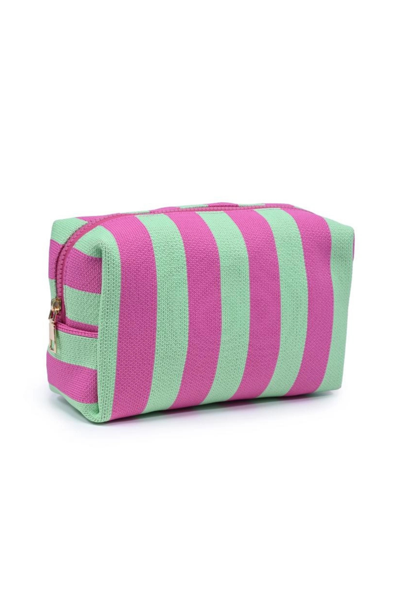 Mint/Pink Stripe Cosmetic Bag