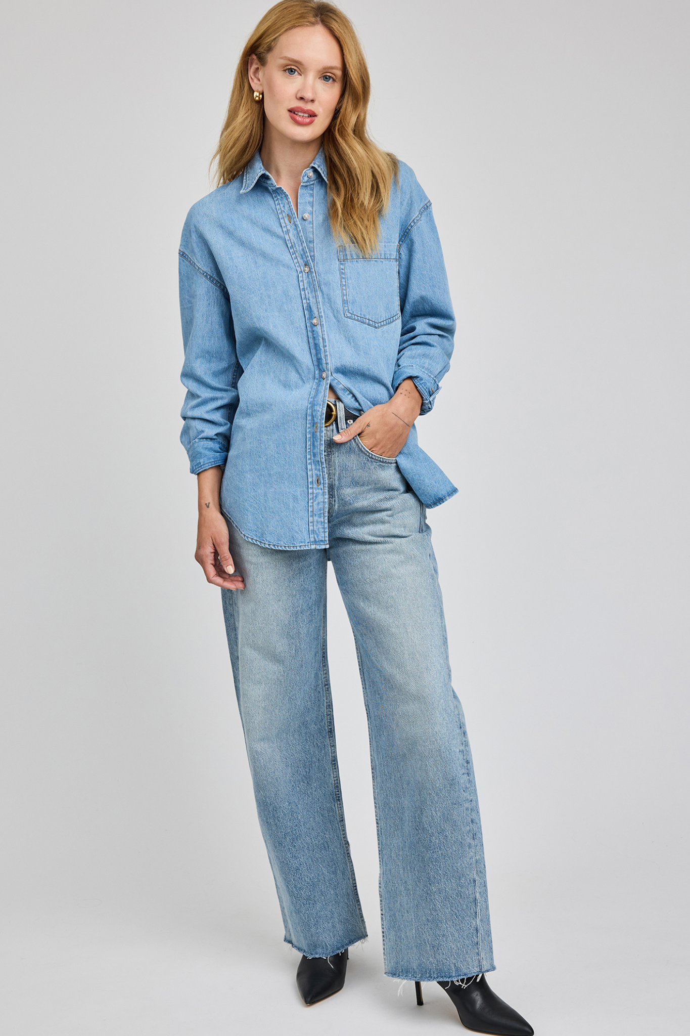 Whitney Light Wash Denim Button Down