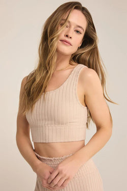 Zoe Oatmeal Rib Tank Bra