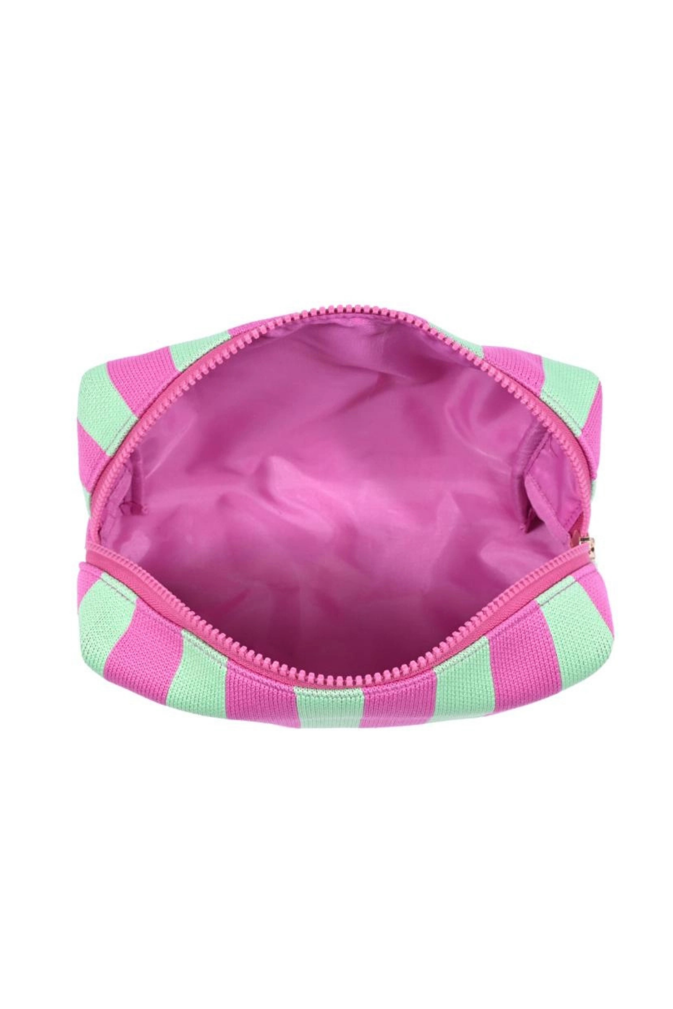 Mint/Pink Stripe Cosmetic Bag