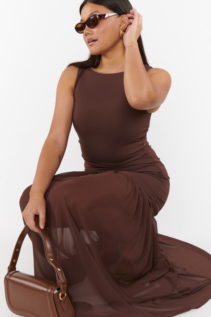 Aria Chocolate Maxi Dress