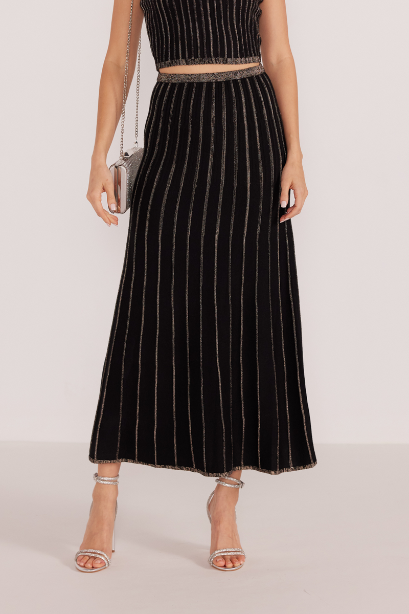 Celia Lurex Stripe Midi Skirt