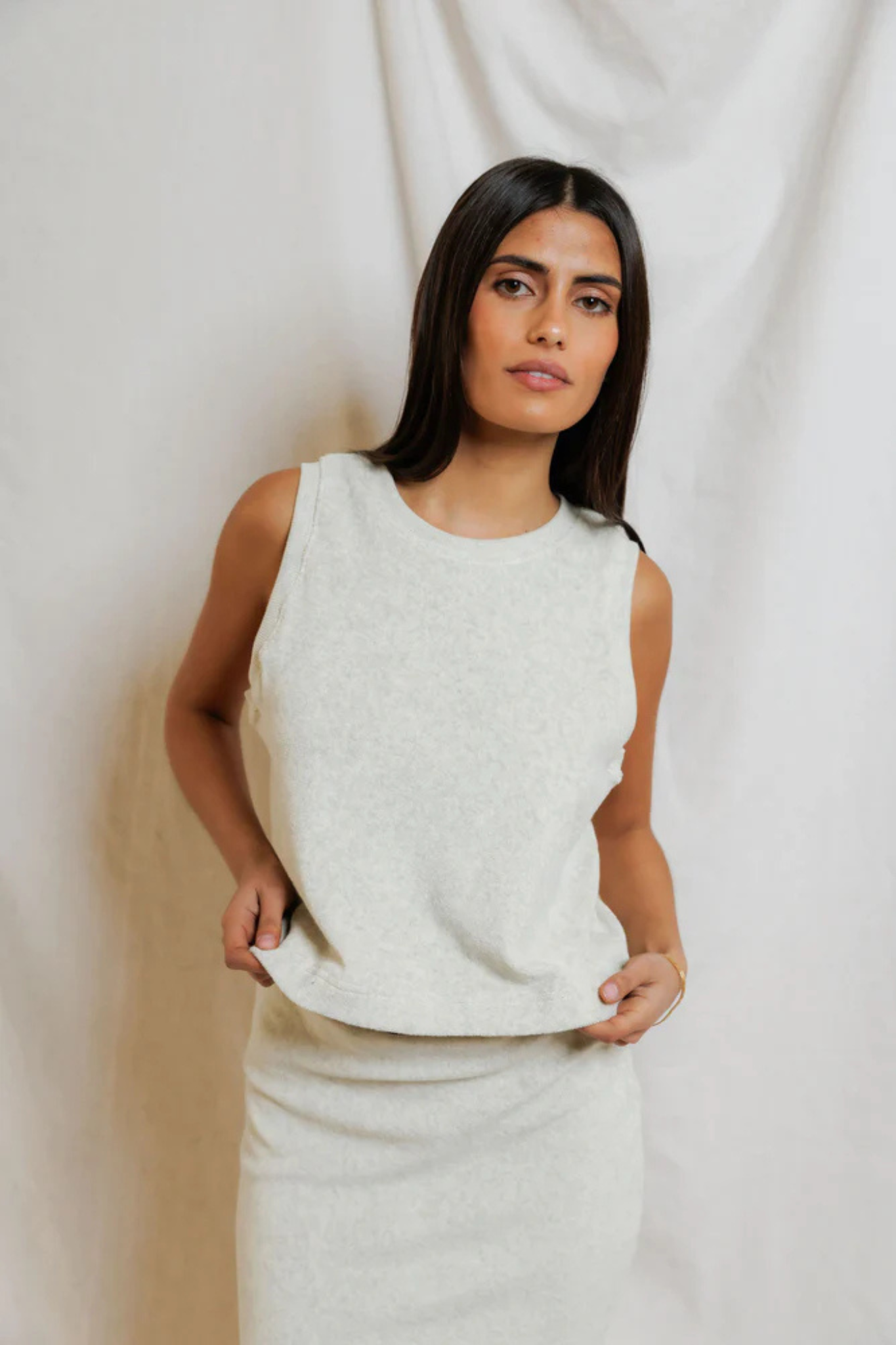 Esther Oatmeal Loop Terry Tank