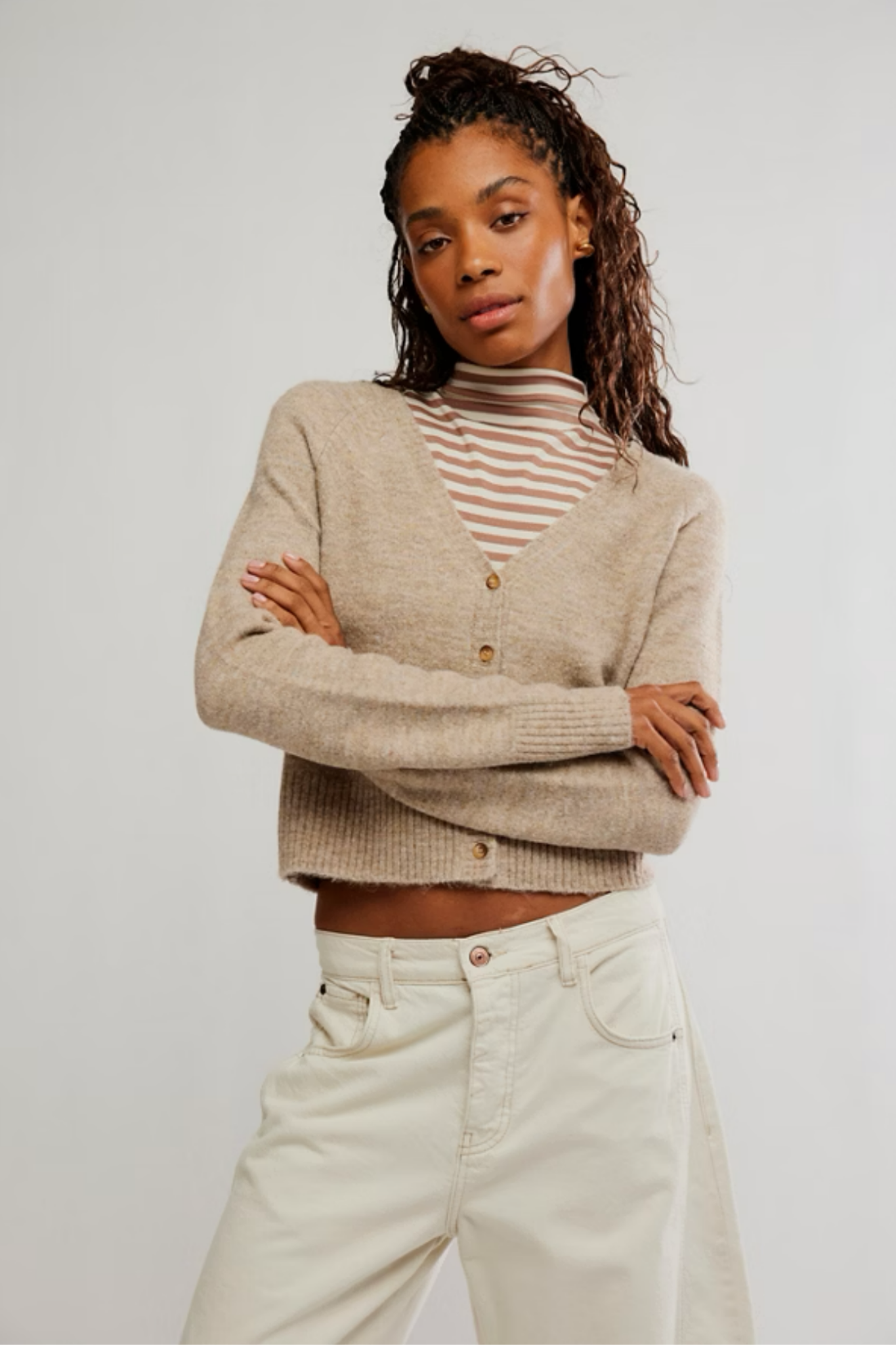 School Girl Feather Grey Cardi