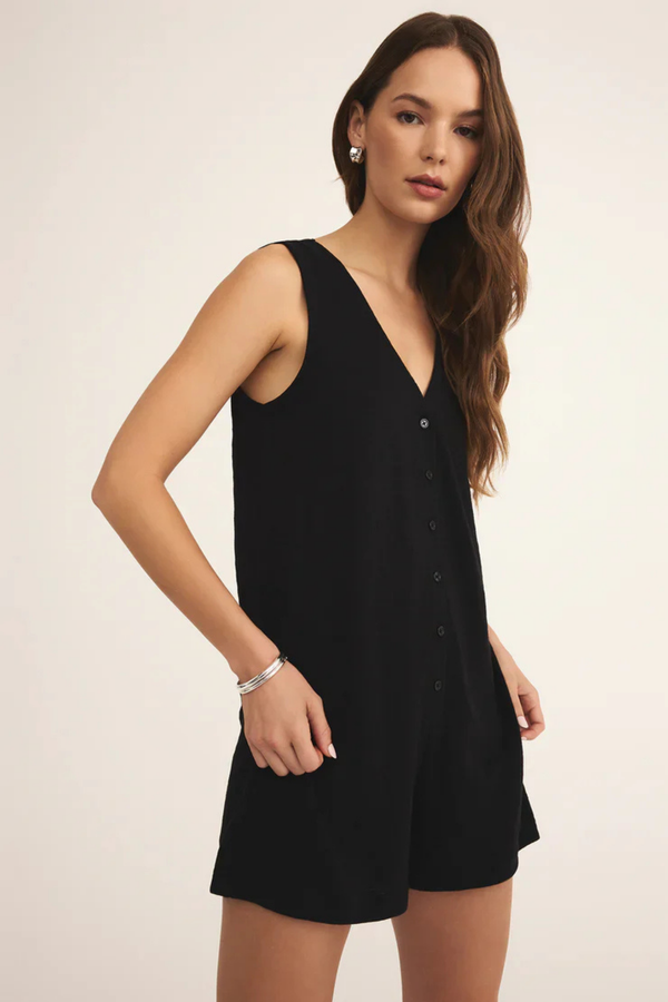 Solace Black Textured Romper