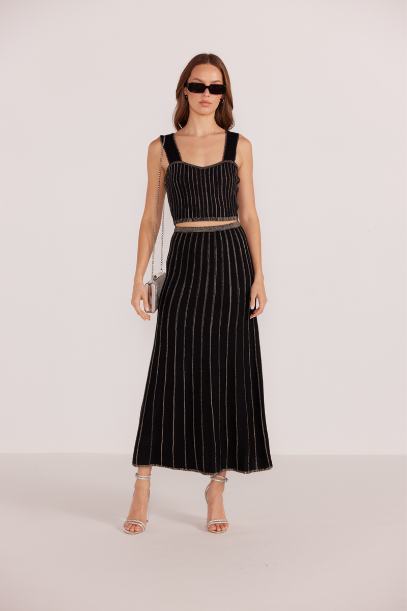 Celia Lurex Stripe Midi Skirt