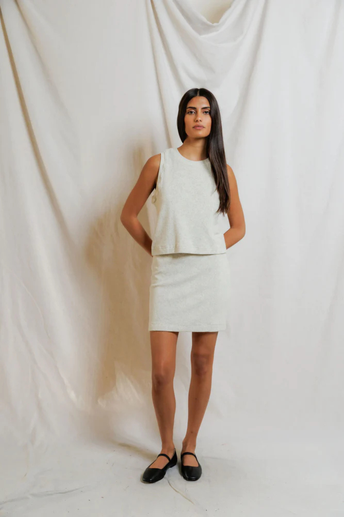 Esther Oatmeal Loop Terry Tank
