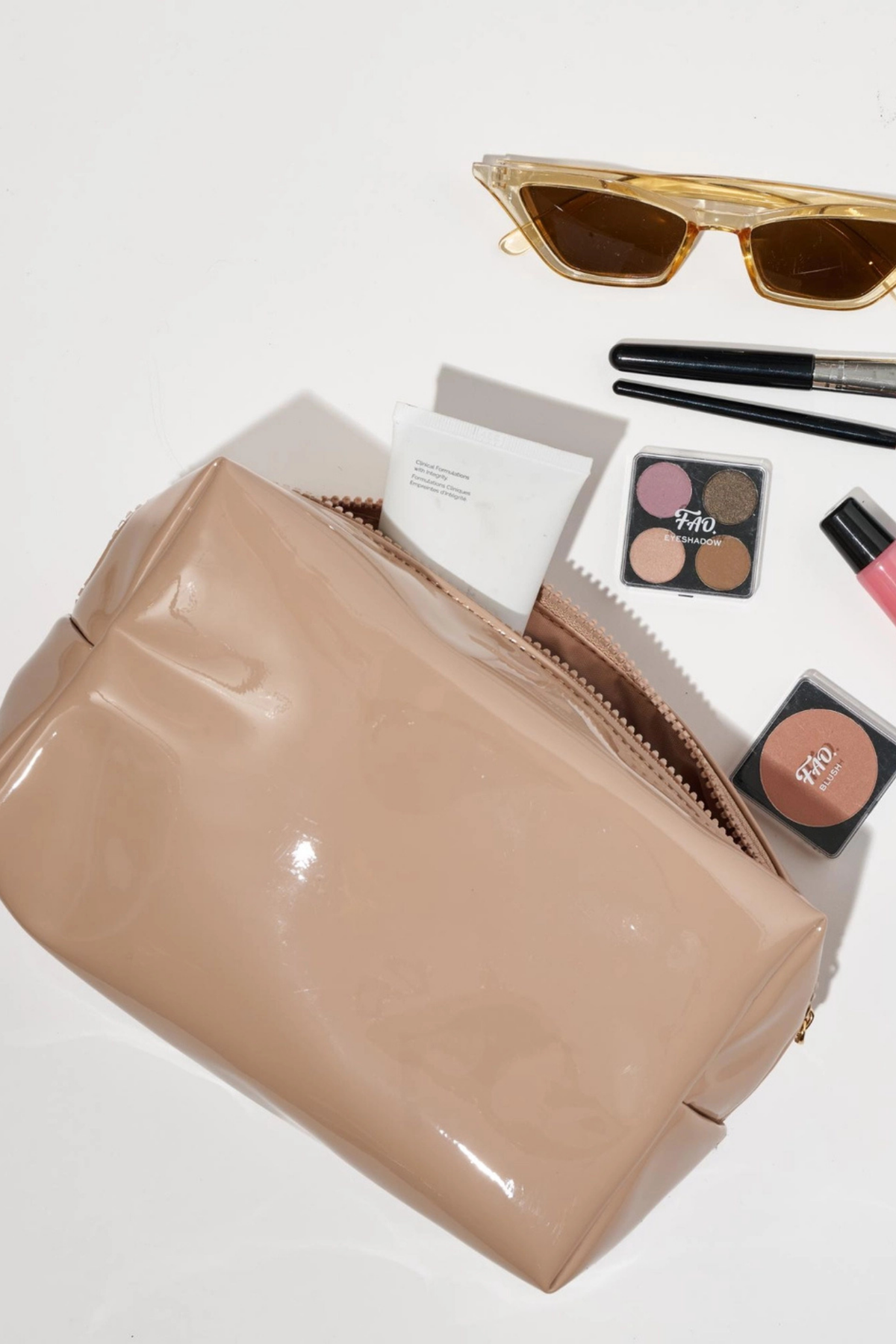 Nude Patent Cosmetic Bag